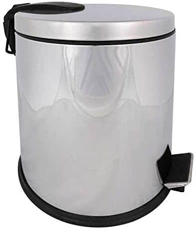 Acan Cubo basura metálico con pedal, papelera cilíndrica de metal para baño, cocina, aseo u oficina (20 litros, 35,5 x 31,5 x 40 cm)