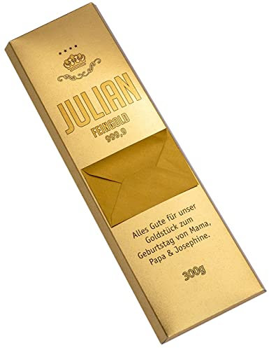 Herz & Heim® Schokoladentafel mit personalisierter Verpackung - Motiv: Feingold 300g