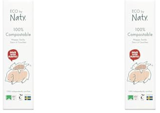 Eco by Naty, Ökologische Windelbeutel, 1 Beutel (1 x 50 Stück), 100% Kompostierbar (Packung mit 2)