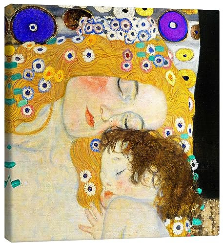 Posterlounge Mutter und Kind (Detail) Leinwandbild von Gustav Klimt 60 x 60 cm Gelb Wandbilder Wanddeko