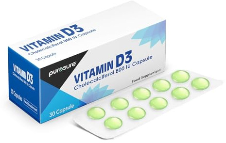 PuroSure Vitamin D3 800 IU - 180 Capsules - 6 Month Supply High Potency, Easy to Swallow Pure Vitamin D Softgel Capsules - Vitamin D3 Supplements Helps Boost Health and Immune System.