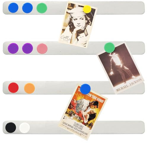 PYJLBX Magnettafel Memoboard Selbstklebend Magnetleiste, Pinnwand Magnetisch Magnetwand Magnettafel Küche, Kleine Edelstahl Metallband Magnettafeln mit 10 Starke Magnete für Fotos Dokumente, 4 Stück
