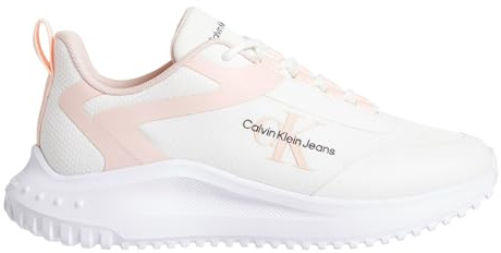 Calvin Klein Eva Runner Low Lace Mix Ml Wn Damen Sneaker YW0YW01442, Bright White/Peach Blush, 39 EU
