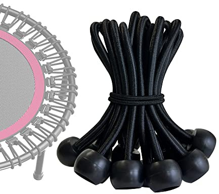 ECEOCC Trampoline Replacement Bungees Cords, Bungee Cords for Trampoline, 15 PCS Heavy Duty Ball Bungees Bands, Fitness Trampoline Accessories Ball Elastic Rope with T-Hook Pull Tool