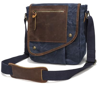 FANDARE Herren Schultertasche Umhängetasche Herren Leinwand Crossbody Bag Tasche Herren Umhängetasche Messenger-Bags Männertasche Zum Umhängen Alltag Freizeit Büro Arbeitstasche BlauAA