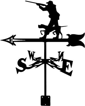 Wetterfahne aus Edelstahl, zum Laufen, Pferd, Angler, Jäger, Jagdhund, Wetterfahne, Messwerkzeug, Richtungsanzeiger für Garten, Terrasse, Hof, Ornament, Wetterhahn (Arbeiter) (Jägerhund)