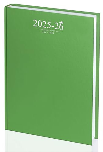 Schülerkalender 2024-2025, A4, Tages-A-Seite, Schülerplaner für Schüler und Lehrer, Terminkalender mit Fallbindung, Limettengrüner Einband