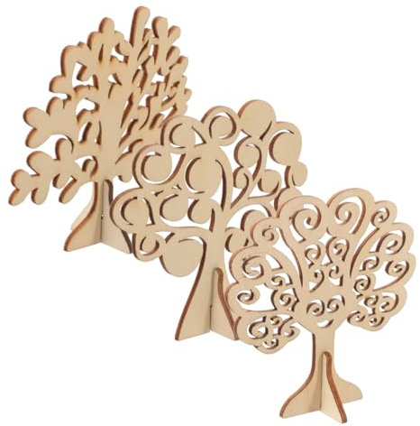 NUOBESTY 3 Stück Baumförmige Holzspäne Holzscheiben Ausschnitte DIY Bastelzubehör Baum Holzausschnitte Leere Holzspäne Holzscheiben Requisite DIY Ausschnitt Graffiti Chip