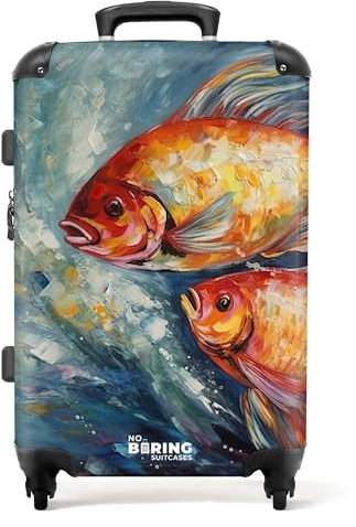NoBoringSuitcases.com Reisekoffer, Koffer Groß, Hartschalenkoffer Groß, TSA, Reisekoffer mit Rollen Groß, Koffer 20kg Gepäck, Koffer Leicht Groß, Koffer Mittelgroß (Goldfische - Orange, 67 cm - 72 L)