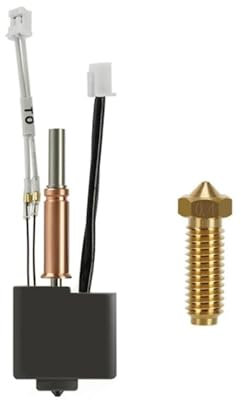 Hotend-Heizblock-Set für Kobra 3-Drucker, Silikonsocke, Messing, gehärtete Stahldüse, 0,4 mm, Heizstab-Thermistor, hoher Durchfluss, Hot-End-Kit für Anycubic Kobra 3 3D-Drucker (Messing ohne