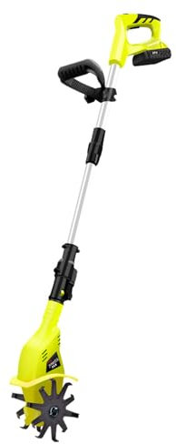 Motobineuse sans Fil 20V, Largeur/Profondeur de Travail 10.5/25 cm, Motobineuse Électrique avec 2Ah Batterie et Chargeur, Tube Télescopique, pour Jardin et Pelouse