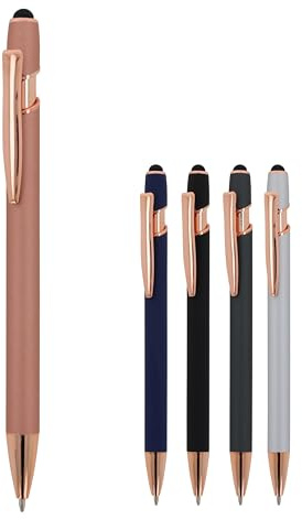 5x Touchpen Kugelschreiber Roségold / aus Metall / Soft-Touch / 5 Farben