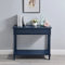 PADMA HOUSE Console Meuble en Bois Massif avec 2 tiroirs Table Console avec étagère de Console d'entrée de Hall d'entrée étroite pour 2 Niveaux Table d'entrée de Salon (Bleu foncé)