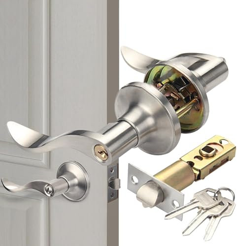 Manija De Puerta Con Cerradura - Manija De Puerta Con Llave, Manija De Puerta Con Cerradura Estilo Palanca Estilo Ondulado | Palanca De Puerta De Entrada Resistente Con Cerradura, Cerradura De Puerta