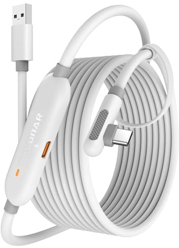 Maxonar VR Charging Link Cable 5m (Next-Gen Chip) USB C Cable Compatible with Meta Quest 3S/Quest 3/Oculus Quest 2/Pico 4 and PC VR Headset Steam VR Accesorios 5Gbps High Speed USB 3.0 (White)