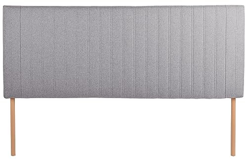 MG Design Kopfteil für Bett 160 x 60 cm gepolstert grau mit Holzfüßen - Kopfstütze zur einfachen Montage, aus weichem Geflecht, mit elastischer Füllung, mit Ziernähten
