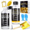 Kit de adhesivo dorado Gold Leaf - Adhesivo a base de agua de 100 g y barniz de 100 g con pincel, hojas de hoja dorada, 100 piezas, juego de pegamento dorado para artes de aluminio, manualidades