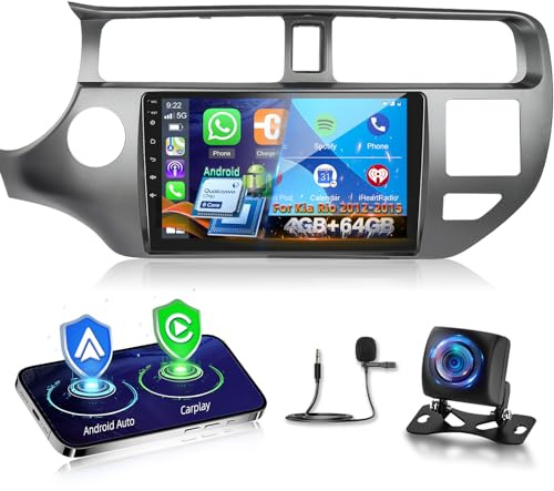 8 Core 4G+64G Autoradio per Kia Rio 2012-2015 con Carplay e Android Auto | 9 Pollici Android Stereo Auto con Senza Fili Carplay e Android Auto/ WiFi/GPS/Bluetooth 5.1/DPS Hi-Res/FM RDS