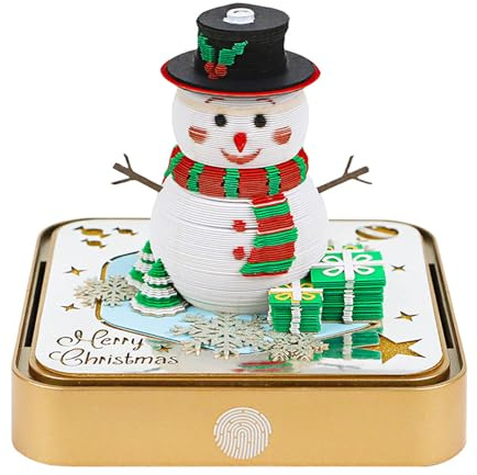 3D Kalender Abreißen 2026, 3D Kalender Abreißen Weihnachten Christmas Tree House Calendar with Light Schreibtisch Zeitmesser Kalender, Geschenk zu Weihnachten, Geburtstagen, Jubiläen (Schneemann)