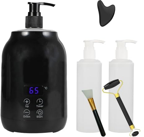 Öl Wärmer für Massage,250ml Massageöl-Heizung Mit LED Anzeige,Elektrische massageöler wärmer Creme beheizt Spender Gua Sha Roller Kit für Spa,Salon und Home Use