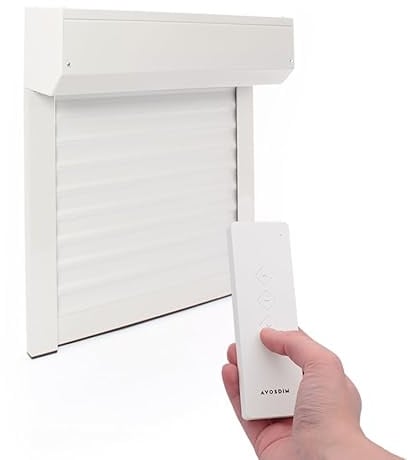 Tapparella elettrica radio regolabile in alluminio h140 x l120 cm, colore bianco, montaggio facile, per finestra