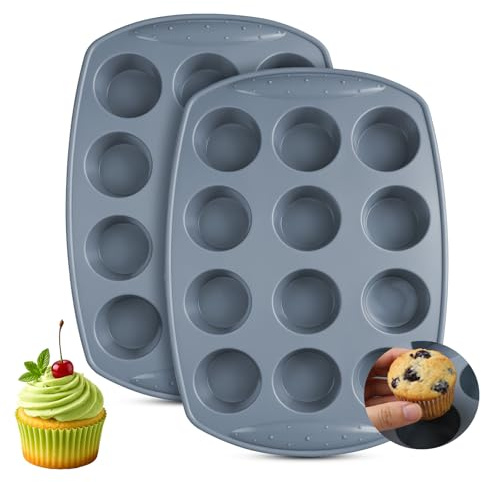 LUCKNIGHT 2 Stück Muffinbackformen, Muffinform aus Silikon für 12 Muffins