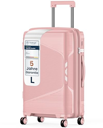 4FLY Leichter Hartschalen-Reisekoffer L - Groß 64 cm (61L) – Trolley Koffer mit TSA-Schloss, Doppelrollen, Aluminium-Teleskopgriff & Doppelreißverschluss, Aufgabegepäck Reisegepäck