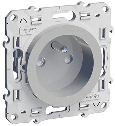 Schneider Electric - Odace, prise de courant 2P+T Alu, à vis, connexion rapide, spéciale rénovation - S530049
