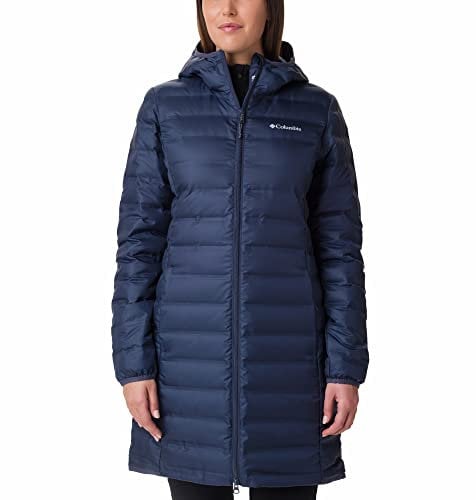 Columbia Lake 22 Down Long Hooded Jacket, Piumino Con Cappuccio Donna, Nocturnal, Taglia XS
