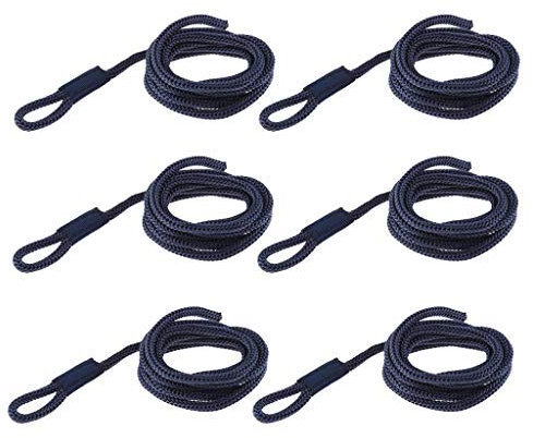 SGerste 6 Pieces Boat Fender Lines 1/4inch X 5feet Bumper Whips Rope Docking Blue AOD