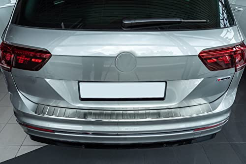 Aroba AR1189A-BR Edelstahl Gebürstet Ladekantenschutz kompatibel mit Volkswagen Tiguan Allspace ab BJ. 9.2017> passgenau Abkantung Farbe Silber