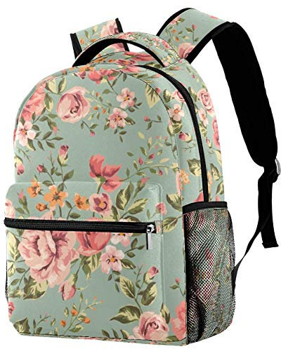 LORVIES Vintage Blumen Casual Rucksack Schulterrucksack Büchertasche für Schule Studenten Reisetaschen