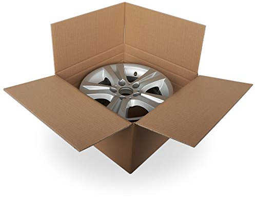 KK Verpackungen® Felgenkarton | 4 Stück, 16 45 x 45 x 24 cm, Doppelwelliger Versandkarton für eine 16 Zoll Felge mit variabler Kartonhöhe | Zweiwellige Versandverpackung für Felgen
