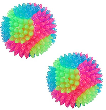 Rolin Roly Leuchtend Glow Ball Blinkender Ball Hundeball Hundebälle Hundespielzeug Ball Mit LED Licht Spielball für Hunde Bissfest Hundespielzeug Ball (2PK Spiky Ball)