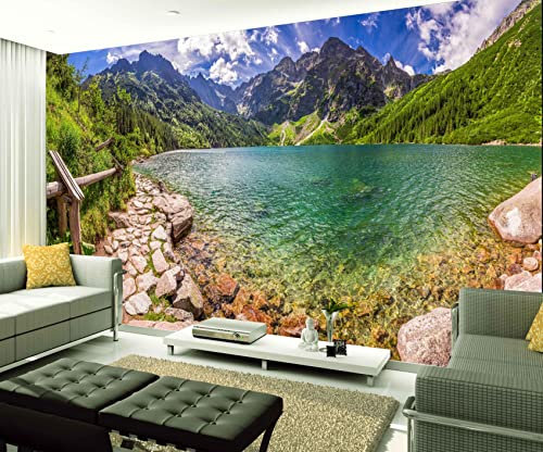 XAONUO Lac Papier Peint Intissé Lac Montagnes Paysage 140X70Cm Papier Peint Effet 3D Papier Peint Intissé Tapisserie Murales Panoramique 3D Peinture Murale Non-Tissé