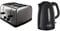 Russell Hobbs 18790 Futura 4-Slice Toaster, 1500 W, Stainless Steel Silver, Four Slice & Textures Plastic Kettle 21271, 1.7 L, 3000 W - Black