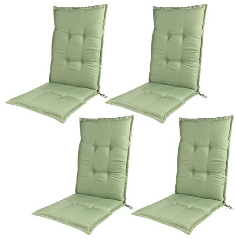 Gartenstuhlauflagen Hochlehner Auflagen, 120X50cm Gartenstuhl Auflage, Sitzauflagen Gartenmöbel Hochlehner UV-Beständig, Halteband & Kordeln, Stuhlkissen Für Gartenstühle Und Klappstühle,Grün,4 Pack