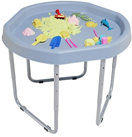 KUB® Original Hexacle Tuff Tray and Stand (Ice Blue) - UK-Made, 3 Height Adjustable - Indoor/Outdoor - Sand Pit, Water Table for Kids - Versatile 2 Way Play With or Without Stand