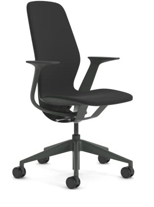 Steelcase SILQ Stuhl mit Amsel/Amsel Rückenlehne und Schwarz Bezug, Klar