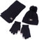 NautySaurs Jungen Mädchen Mütze Schal und Handschuhe Set Winter Thermo Strick Häkelmütze Bommelmütze Fleece Gefüttert Beanie für Kinder im Alter von 2-8 Jahren, Schwarz, Einheitsgröße