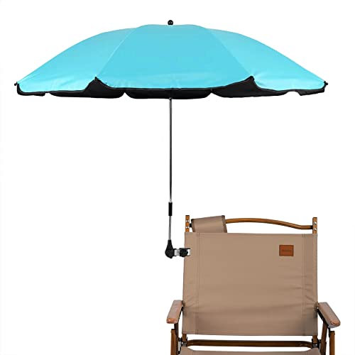 STARRY CITY Ombrellone per sedia con morsetto regolabile, UPF 50+, ombrello a clip, per patio, spiaggia, passeggini, sedie a rotelle, golf cart (blu)