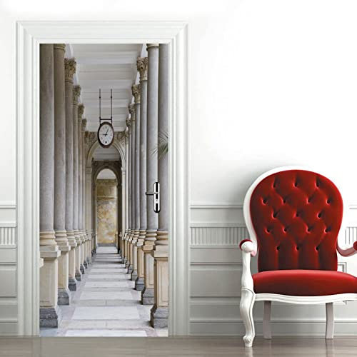 A.Monamour Adesivo Porta Autoadesiva 3D Colonnato A Karlovy Vary Repubblica Ceca Vinile PVC Adesivi per Porte Interne Pellicola Adesiva Poster Sticker Murale Parete Carta da Parati