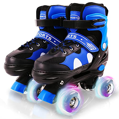 4 Größen Verstellbare Kinder Rollschuhe für Mädchen, Jungen, Kleinkinder, mit leuchtenden Rädern (S)