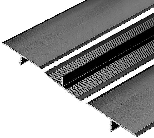 sourcing map 3pcs Aluminum T Molding Floor Transition Strip, 35.4inch Door/Tile/Carpet to Tile Transition Strip, Doorway Edge Trim for Wood Vinyl Laminate Floors, 36inch x 1.3inch Black
