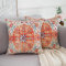 Kissenbezug Sofakissen 40x40 Orange Teppich Persischer Stil Vintage Ethno Rost Koralle Blumenmuster Kissenbezüge Leinen Deko Kissen Wohnzimmer Schlafzimmer Garten Büro Outdoor Couch, 2er Set