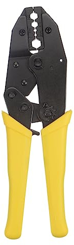 sourcing map Ratchet Crimper Plier Tool for Crimping RG58 RG59 RG62 RG6 .255 .213 .100 .068 .324 Coaxial Cable BNC Connector, Yellow