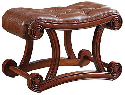 Retro-antikbrauner Ottomane, einzigartiges, kreatives, rutschfestes Gummiholz für Wohnzimmer, Eingang, Tür, amerikanisches Massivholz-Ledersofa, Hocker, Fußhocker, (Größe: L)