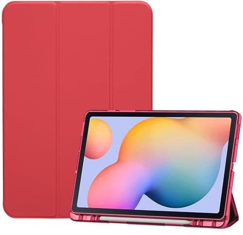 ProCase Hülle für Galaxy Tab S6 Lite 10,4 Zoll 2024/2022/2020 mit S Pen Holder, Leicht Schutzhülle Case mit transluzenter Rückseite für (SM-P620/ P625/P610/P613/P615/P619)-Rot