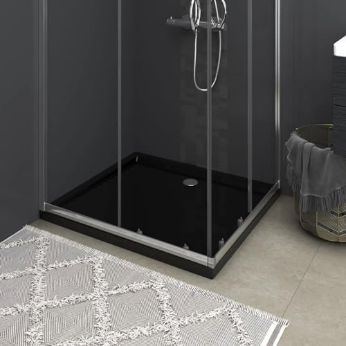 Homgoday Plato de ducha de ABS rectangular negro 80 x 90 cm