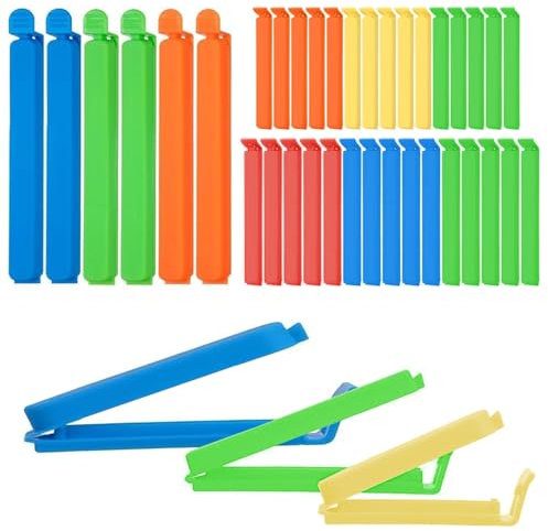 XIATIAN 36Pcs Multicoloured Reusable Food Clips in 3 Sizes, Plastic Bag Sealing Clips for Snacks, Coffee, Food & Sandwich
